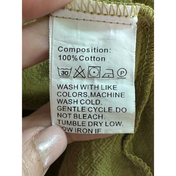 Shein green cotton short sleeves button shirt size Small - Picture 4 of 13